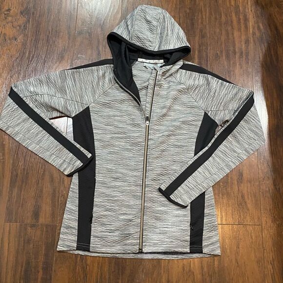 Athleta Snowscape Grey Hooded Zip Running Jacket size medium - Picture 2 of 7